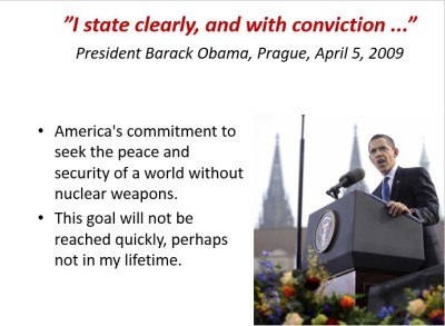 Det är uppenbart att Obama känner starkt för kärnvapennedrustningen, men för att man ska kunna nå fortsatt goda resultat måste det råda samförstånd mellan de båda kärnvapenstormakterna om processens nödvändighet. Sådana förutsättningar föreligger dessvärre inte i dag. Ryssland tänker i helt andra banor. Mer om det senare.